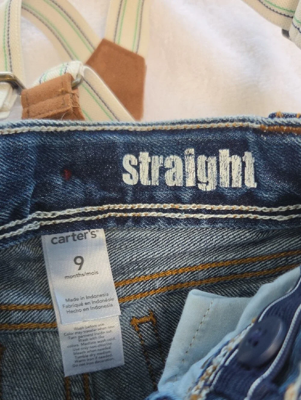 Carter's Blue Denim Jeans with Cherokee Yellow and Burgundy Plaid Shirt